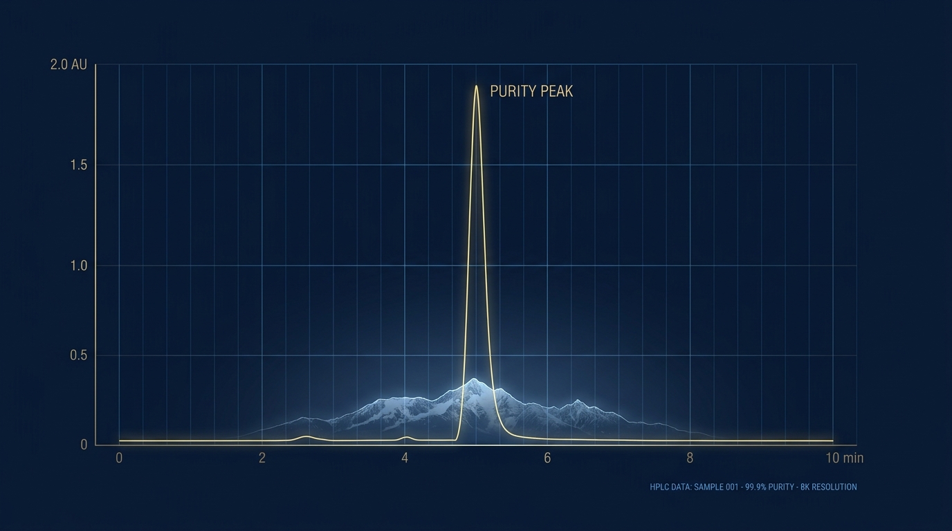 HPLC chromatogram — 99.9% purity, sample 001